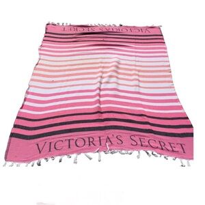 Victoria's Secret pink striped beach blanket